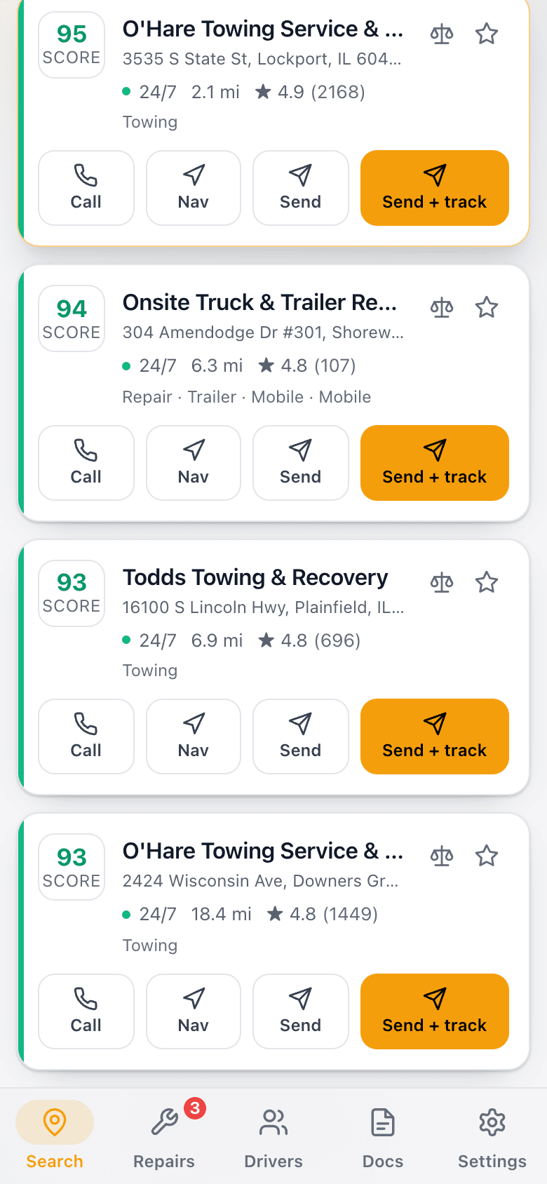 Shops ranked by FleetScore™